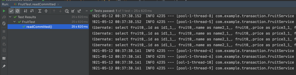readCommitted 테스트 성공